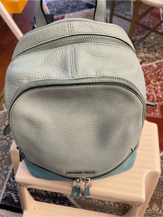 Michael Kors Two-Tone Mint & Teal Pebbled Leather Backpack